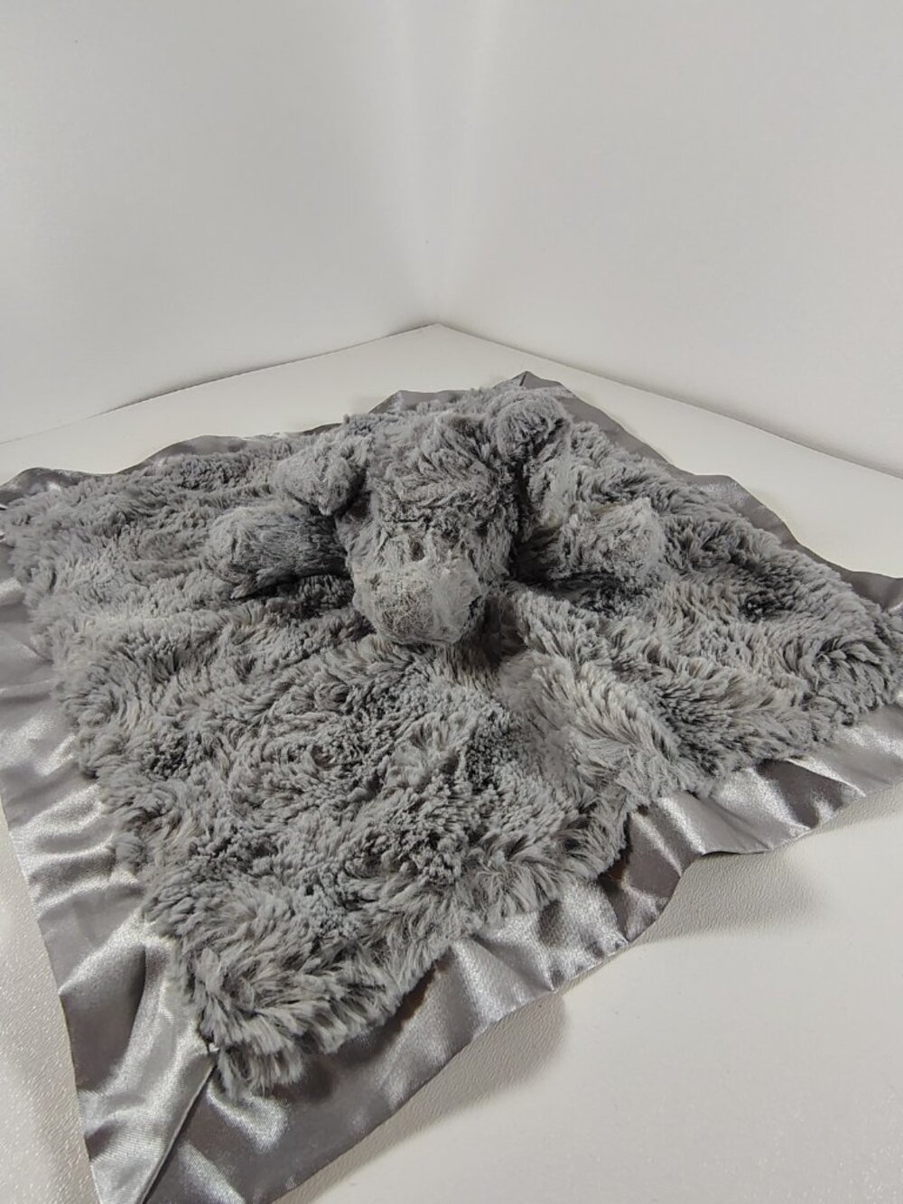 Cloud Island Elephant Lovey Security Blanket Gray Fuzzy Swirls